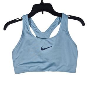Nike Swoosh Light Blue Sports Bra Lightly Lined No Pad Womens size Medium